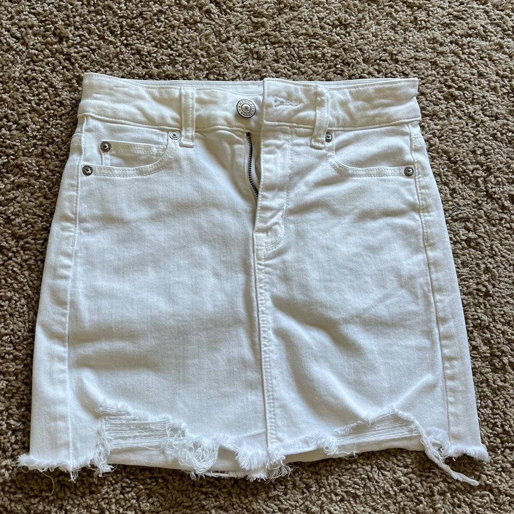 Hi-Rise Distressed Mini Skirt